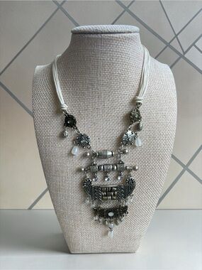 Bohemian Mixed Metal Multi Strand Artisan Statement Necklace